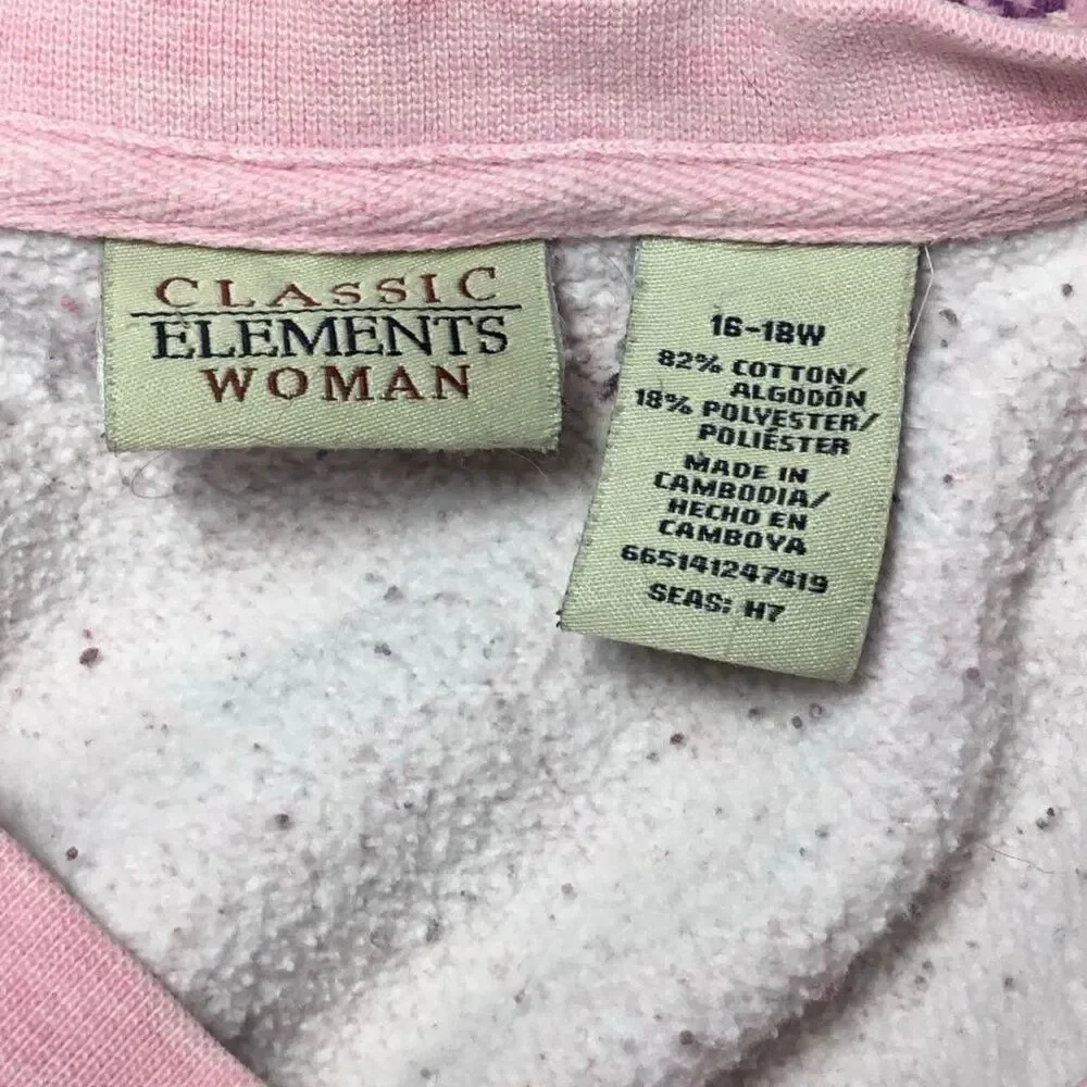 Vintage Pink‎ Floral Grannycore Grandma Cottagecore Feminine Sweatshirt 16-18W